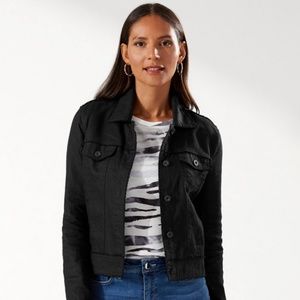Tommy Bahama Two Palms Linen Jacket Black EUC XL